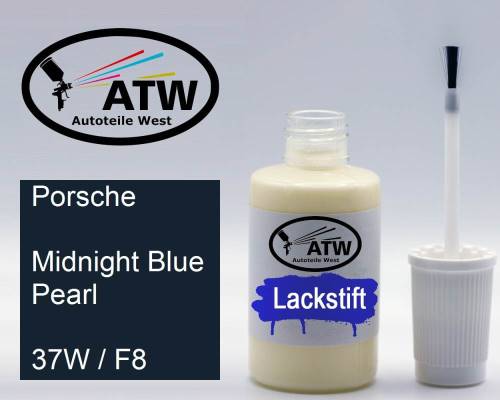 Porsche, Midnight Blue Pearl, 37W / F8: 20ml Lackstift, von ATW Autoteile West.